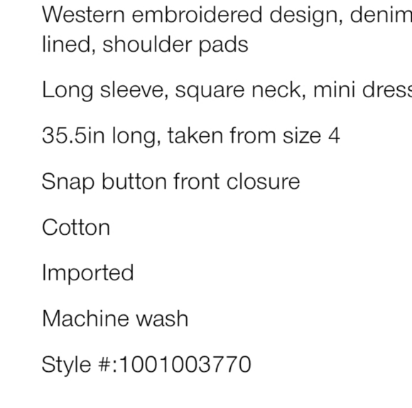 🔹️Avec Les Filles🔹️ Western Embroidered Denim Dress in Provence Wash - Picture 8 of 8